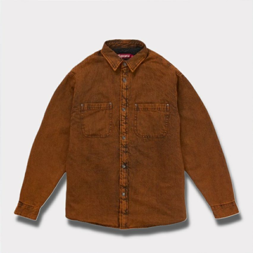 Supreme シュプリーム 2025AW Shearling Lined Denim Work Shirt　シアリング ラインド デニム ワーク シャツ　オーバーダイドオレンジ1