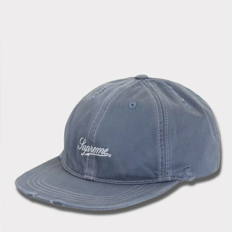 Supreme シュプリーム 2025AW Distressed Script 6-Panel　ディストレスト スクリプト 6パネルキャップ スレート