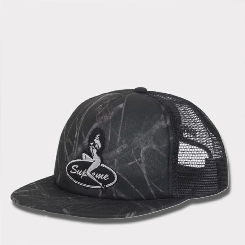 Supreme シュプリーム 2025AW Pinup Mesh Back 5-Panel Capピンアップ メッシュバック 5パネルキャップ　トゥルーティンバーコンシール ブラックカモ