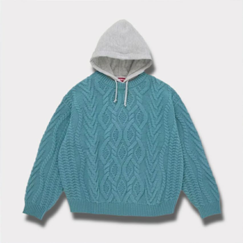 Supreme シュプリーム 2025AW Cable Hooded Sweater　ケーブル フード セーター　ティール