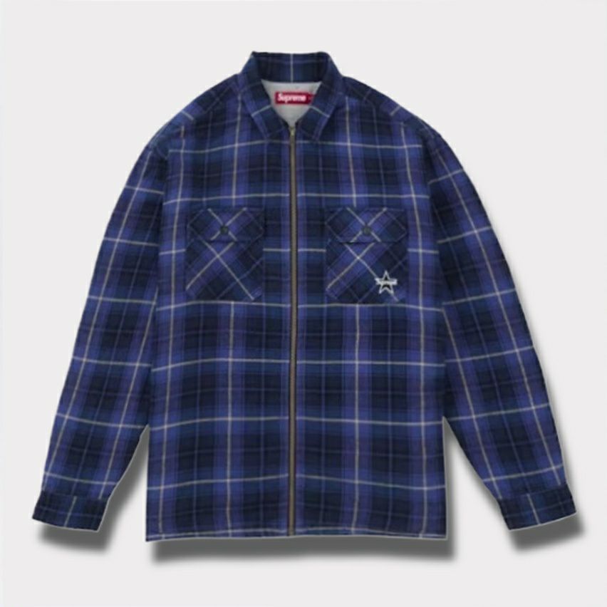 Supreme シュプリーム 2025AW Thermal Lined Zip Up Flannel Shirt サーマル ラインド ジップ アップ フランネル シャツ ブルー