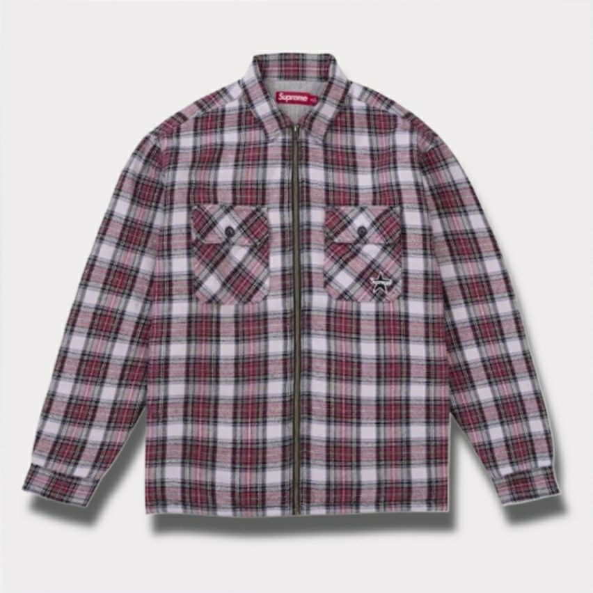 Supreme シュプリーム 2025AW Thermal Lined Zip Up Flannel Shirt サーマル ラインド ジップ アップ フランネル シャツ ピンク