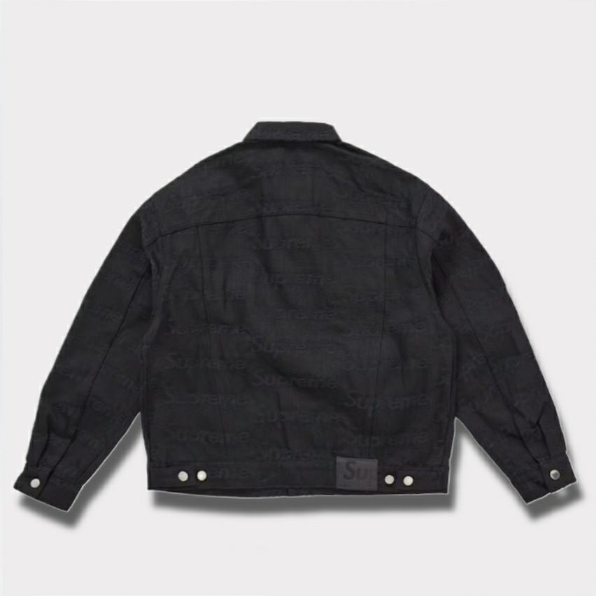Supreme シュプリーム 2025AW Jacquard Logos Denim Trucker Jacket ジャカード ロゴ デニム トラッカー ジャケット ブラック1