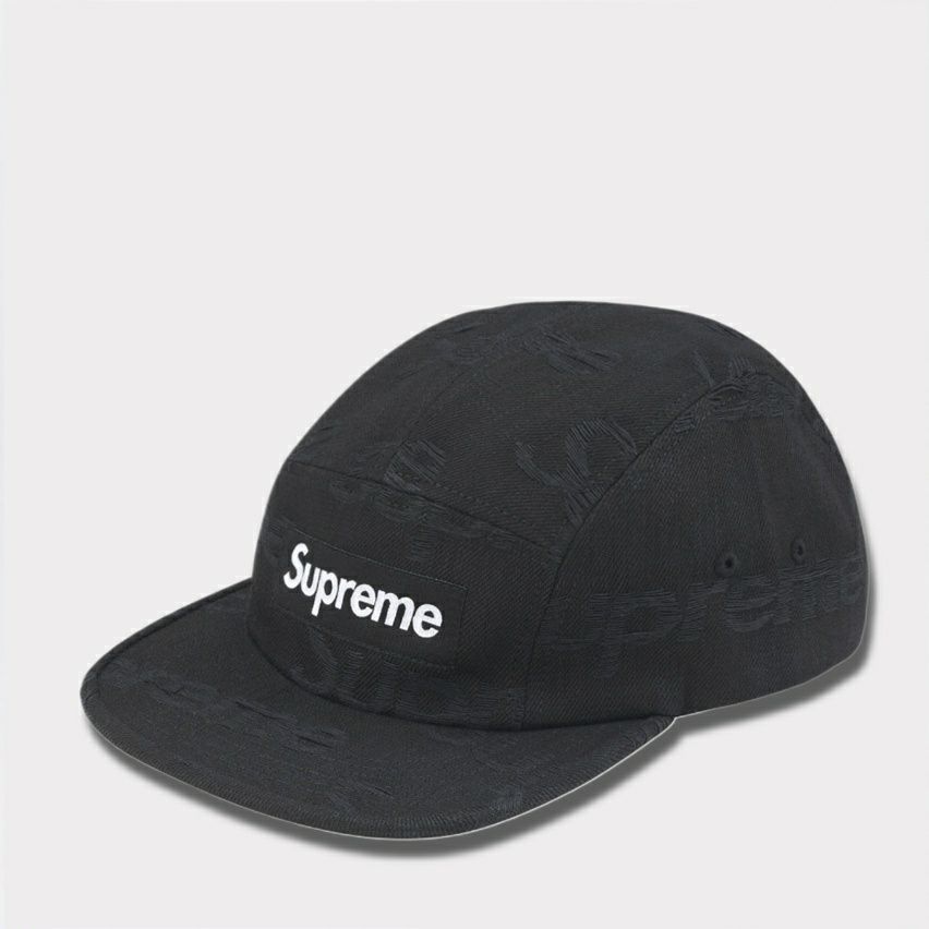 Supreme シュプリーム 2025AW Jacquard Logos Denim Camp Cap ジャカード ロゴ デニム キャンプ キャップ ブラック
