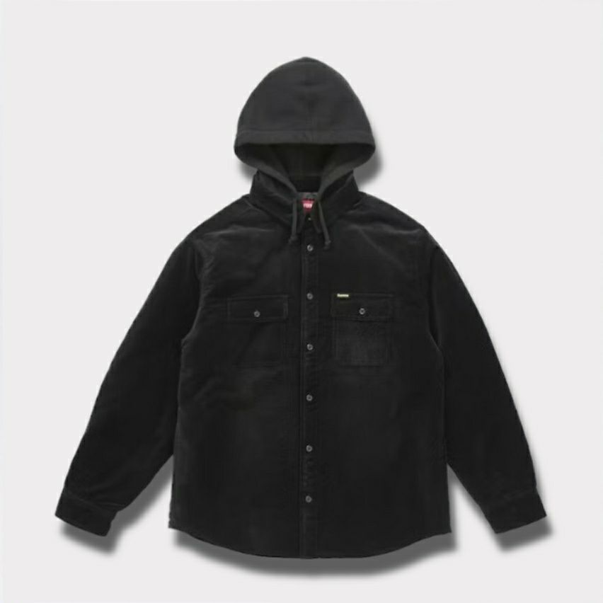 Supreme シュプリーム 2025AW Quilted Lined Hooded Velvet Shirt キルティング ラインド フード ベルベット シャツ ブラック