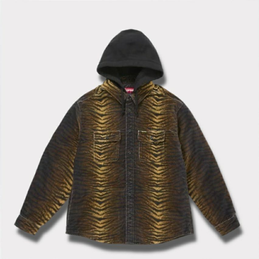 Supreme シュプリーム 2025AW Quilted Lined Hooded Velvet Shirt キルティング ラインド フード ベルベット シャツ タイガー
