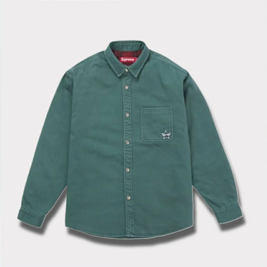 Supreme シュプリーム 2025AW Quilted Lined Denim Snap Shirt キルティド ラインド デニム スナップ シャツ　ダスティーティール