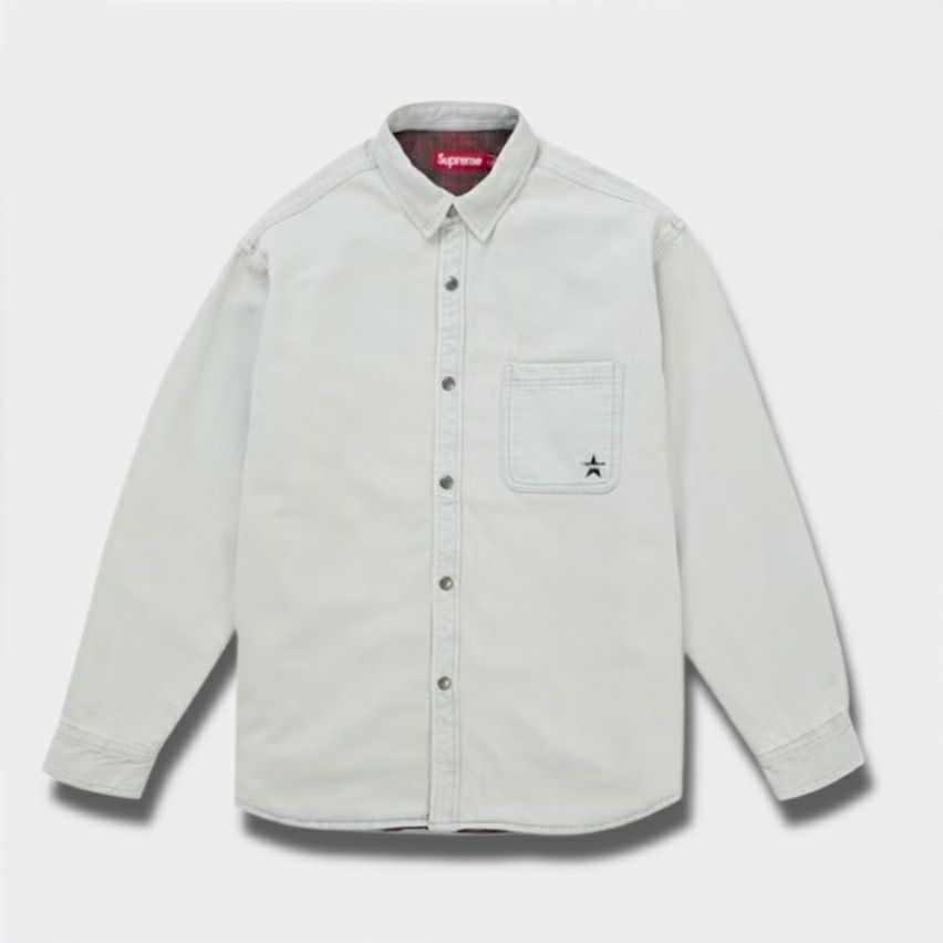  Supreme シュプリーム 2025AW Quilted Lined Denim Snap Shirt キルティド ラインド デニム スナップ シャツ　ライトウォッシュインディゴ