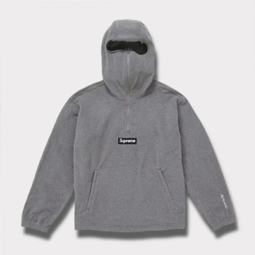  Supreme シュプリーム 2025AW Polartec Face Mask Half Zip Hooded Sweatshirt ポーラテック フェイスマスク ハーフ ジップ フードパーカー グレー