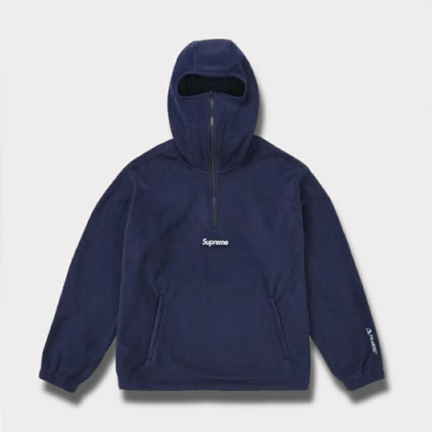  Supreme シュプリーム 2025AW Polartec Face Mask Half Zip Hooded Sweatshirt ポーラテック フェイスマスク ハーフ ジップ フードパーカー ネイビー
