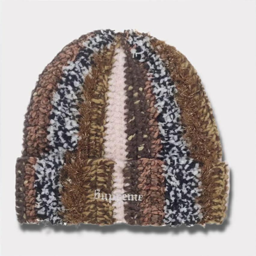 Supreme シュプリーム 2025AW Tinsel Stripe Beanie ティンセル ストライプ ビーニー ブラウン