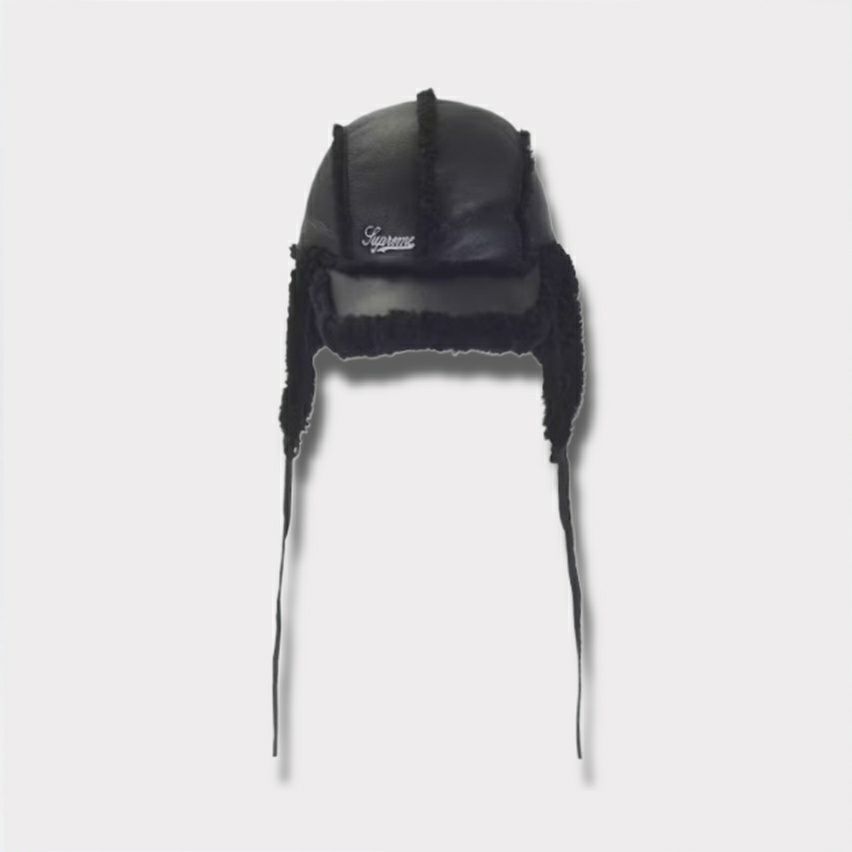  Supreme シュプリーム 2025AW Shearling Lined Earflap Cap　シアリング ラインド イヤーフラップ キャップ　ブラック2