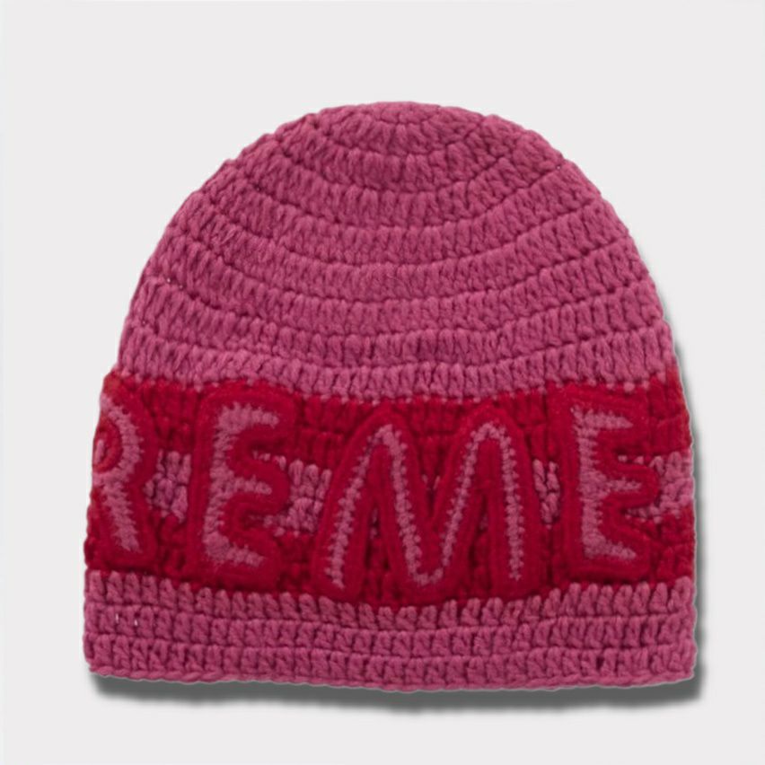 Supreme シュプリーム 2025AW Crochet Logo Beanie クロシェットロゴビーニー ピンク1