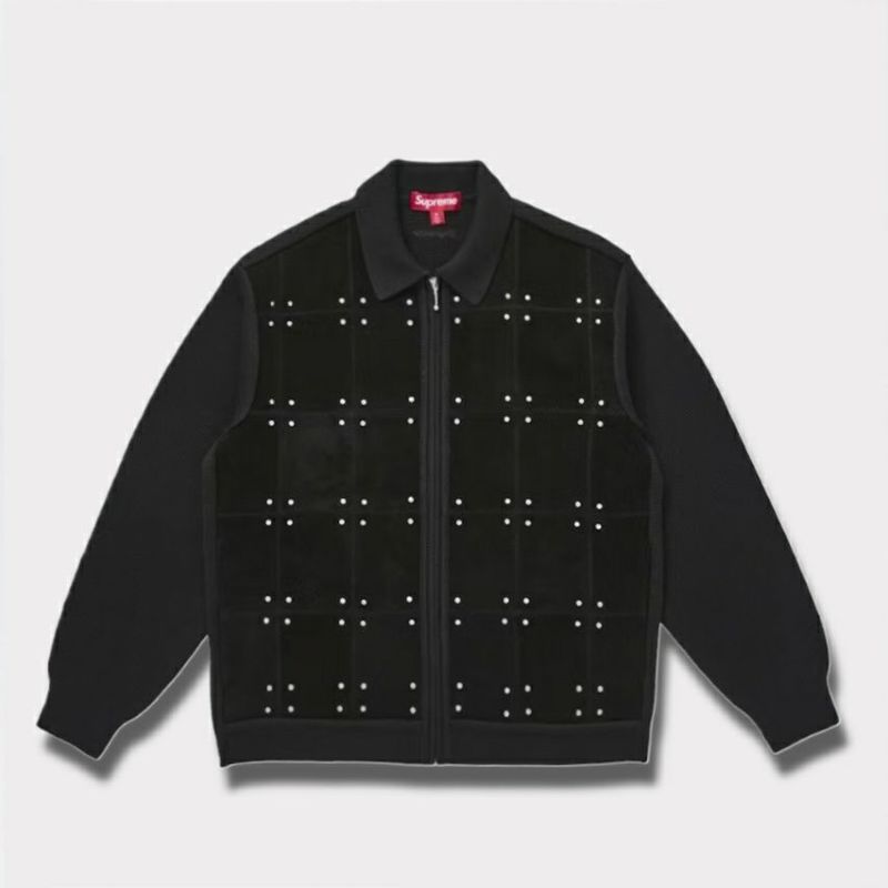Supreme シュプリーム 2025AW Studded Suede Zip Up Cardigan　スタッズスエードジップアップカーディガン　ブラック